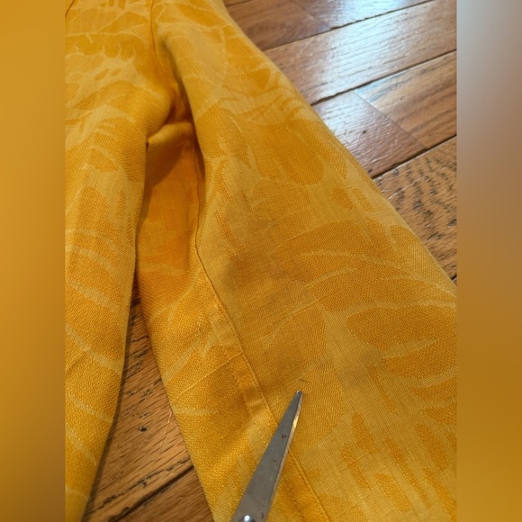 VTG Christian Dior 1 Button Cotton/Linen Yellow Palm Women’s Blazer Size 6 READ - Picture 16 of 16